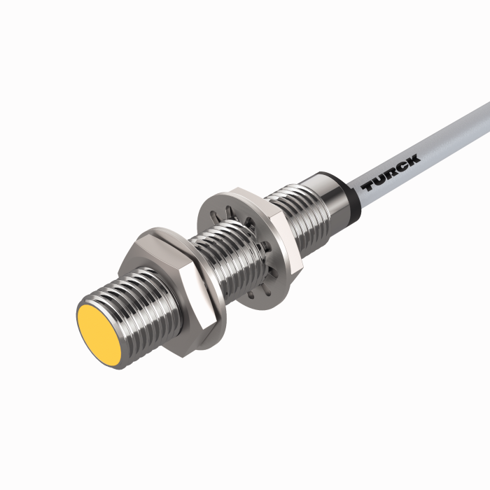Turck Inductive Proximity Metal Barrel Sensor; All Metal Sensing; 12mm; Embeddable; 10-30VDC; NO; PNP; PUR Cable